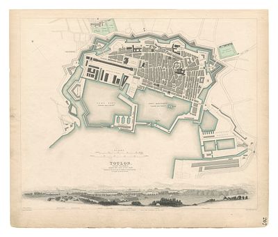 Society for the Diffusion of Useful Knowledge - London, 1852. - "Toulon". Plan of Toulon in the 