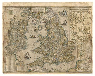 Abraham Ortelius, Johannes Baptista Vrients - Antwerp, 1605. - "Angliae et Hiberniae accurata 