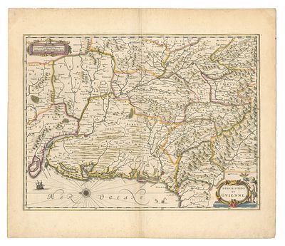 Jan Jansson, Heirs of Jan Jansson - Amsterdam, 1666. - "Description de Guienne". 17th century map 