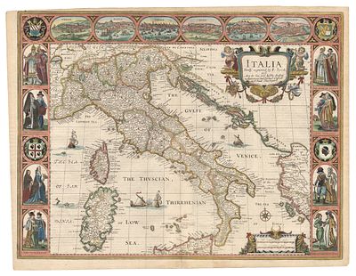 John Speed, Thomas Bassett & Richard Chiswell - London, 1676. - "Italia newly augmented by J. Speede". 