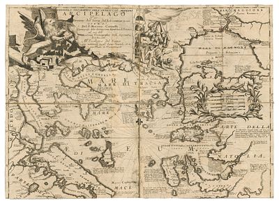 Vincenzo Coronelli - Venice 1690. - "Paralello Geografico Dell'Antico Col Moderno Arcipelago Per 