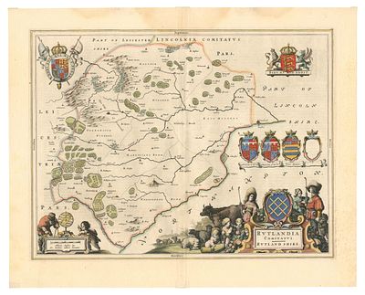 Johannes Blaeu - Amsterdam, 1658. - "Rutlandia Comitatus. Rutlandshire". Blaeu's map of Rutland. 