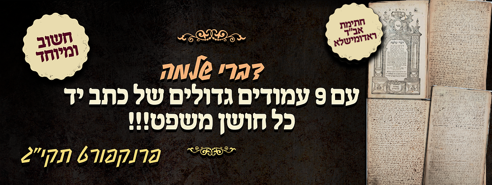 דברי שלמה - פרנקפורט תקי"ג - עם 9 עמודים גדולים של כתב יד כל חושן משפט!!! - חתימת רבי יעקב יצחק 
