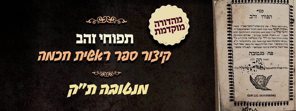 מהדורה מוקדמת של תפוחי זהב - קיצור ספר ראשית חכמה - מאת רבי יחיאל מילי - מנטובה ת"ק . תפוחי זהב 