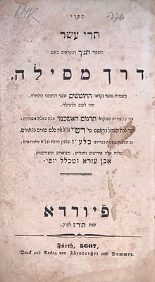 מהדורה ראשונה - נביאים, ספר תרי עשר – פיורדא, תר"ז. 
עם תרגום באידיש, פירוש רש"י אבן עזרא ומכלל 