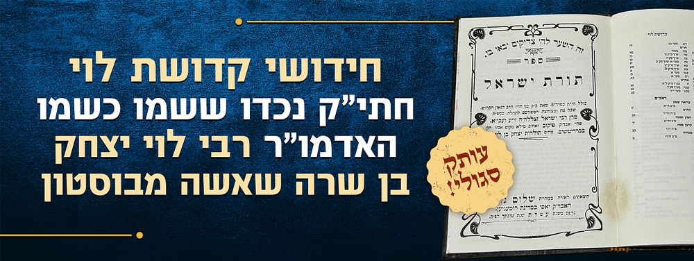 עותק סגולי: חידושי קדושת לוי. חתי"ק נכדו ששמו כשמו, האדמו"ר רבי לוי יצחק בן שרה שאשה מבוסטון. "ות 
