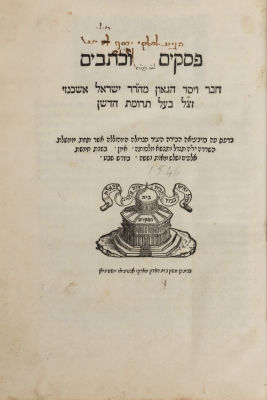 Book of Halachic Rulings and Letters by Rabbi Yisrael Isserlin.
Venice 1546. Signature and Glosses.