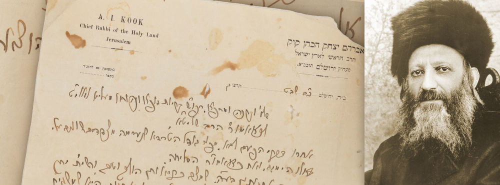 Letter From Rabbi Avraham Yitzchak HaKohen Kook to his Father. Jerusalem, 1923. Fascinating and 