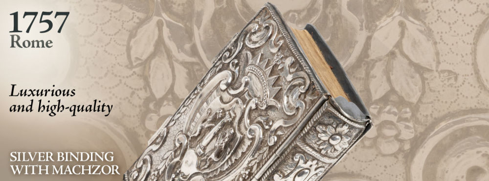 An Elegant and Impressive Jewish-Italian Silver Binding, with Holiday Machzor, Rome 1757. Marked. 