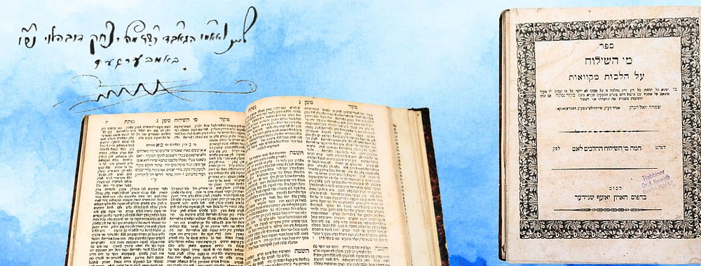 מי השילוח, על הלכות מקוואות, לבוב תר"ט - עותק הגאון ה'ווירצבורג רב' 
מי השילוח, עם ביאור 'מי 