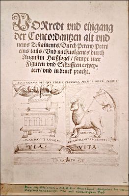 Hundreds of prints of events from the Bible,
Concordance of the Old and New Testaments, based