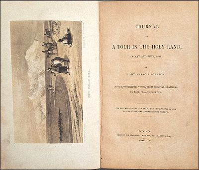 Diary of a Journey in Palestine, Lady Egerton, 1842
Accompanied by lithographic plates showing 