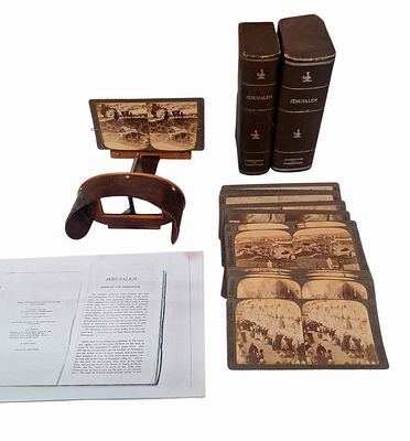 Jerusalem - 27 stereographic photographs of Jerusalem and its surroundings, together with a 
