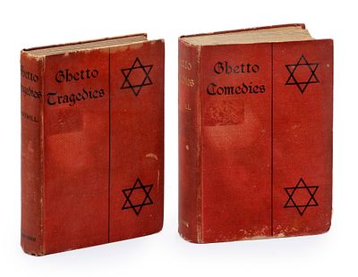 שני (2) כרכים, ישראל זנגוויל, קומדיות הגטו, טרגדיות הגטו 1907 אנגלית. לפנינו שני ספרים מאת הסופר 