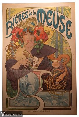 Alphonso Mucha - Bieres de la Meuse. Item/Description: Original Alphonso Mucha, Czech (1860 - 