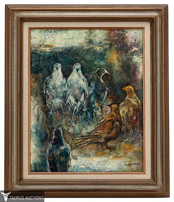 Yodykana - Expressionism Oil Painting of Brids. Item/Description: Original expressionist oil 