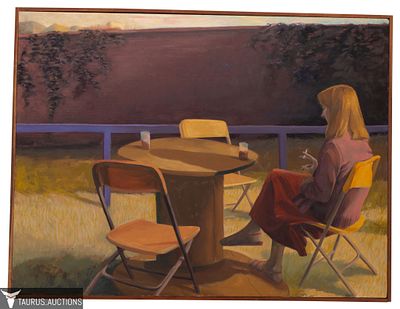 Celia Reisman - Seated Woman Oil Painting. Item/Description: Figurative oil painting features a 