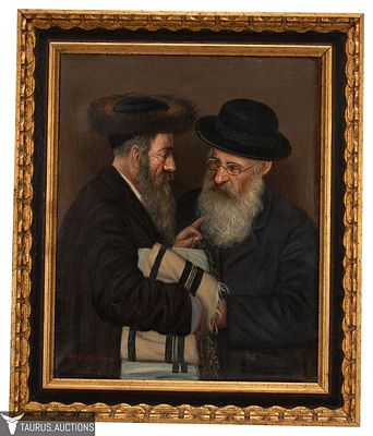 Konstantin Szewczenko -Two Rabbis Oil Painting. Item/Description: Exceptional original oil 