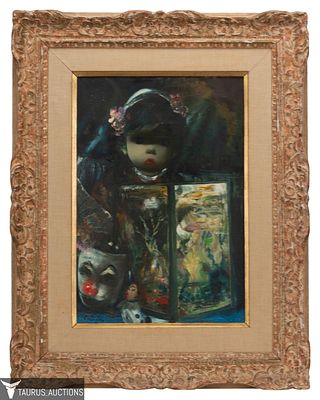 Jean Calogero "The Aquarium" Oil Painting. Item/Description: Original oil painting features a 