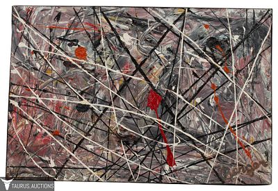 Robert Berger - Abstract Drip Painting. Item/Description: Original, Mid-Century modern abstract 