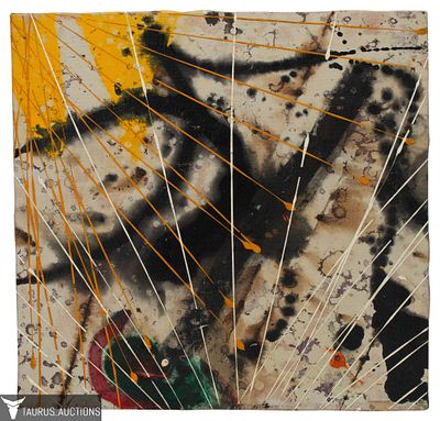 Robert Berger "The Runner" Abstract Painting. Item/Description: Original, Mid-Century modern 