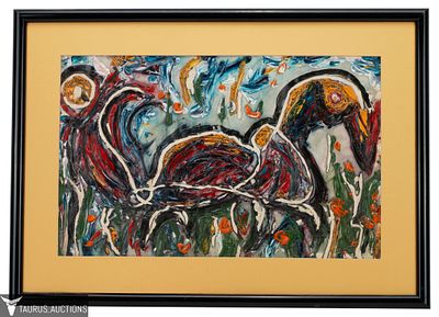 Robert Berger Abstract Expressionist Painting. Item/Description: Original, abstract figural 