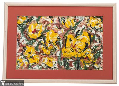 Robert Berger - Abstract Still Life Painting. Item/Description: Mid Century modern still life 