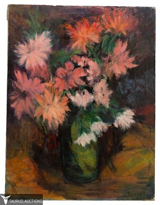 Schutz - Impressionist Still Life Oil Painting. Item/Description: Original, floral still life 