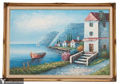 Carpeo - Mediterranean Coastal Scene. Item/Description: Signed, original, Impressionist coastal 