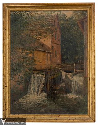 Signed Watermill Oil on Board Painting. Item/Description: Signed oil on board painting of 