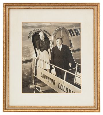 Mid-20th C. Canadian Colonial Airways Photo. Item/Description: Framed black and white photograph 