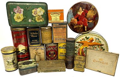 Antique & Vintage American Advertising Tin Boxes. Item/Description: Collection of assorted 