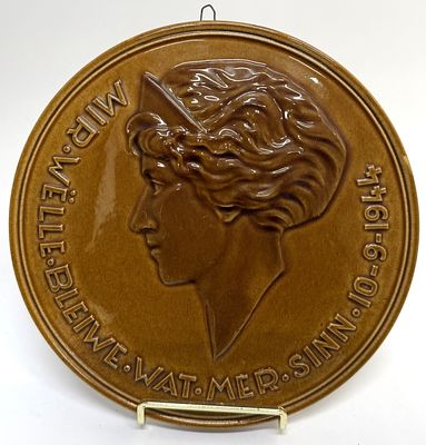 1944 Luxembourg National Motto Ceramic Plaque. Item/Description: Commemorative earthenware 
