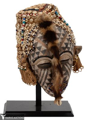 Central Congo Kube Mwaash Cowrie Mask. Item/Description: *This item is being re-listed due to 