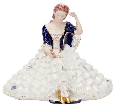 Royal Dux Seated Lady Reading Porcelain Figurine. Item/Description: Royal Dux figurine of a 