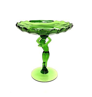 Cambridge Emerald Green Nude Stem Compote Dish. Item/Description: This Cambridge Glass Nude Stem 