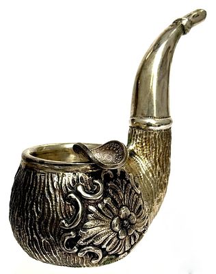 Antique Portuguese 833 Silver Pipe Ash Tray. Item/Description: Uniquely crafted Portuguese 