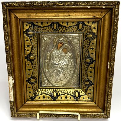 Antique Eastern Orthodox Mary & Jesus Art. Item/Description: Antique Eastern Orthodox religious 