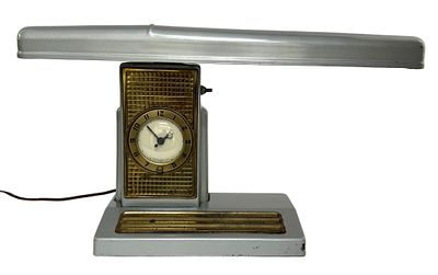 Art Deco Underwriters Lab Lamp Clock. Item/Description: The Underwriters Laboratories lamp and 