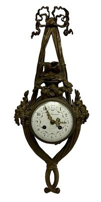 French Louis XVI Style Cartel Wall Clock. Item/Description: Decorative French cartel wall clock 
