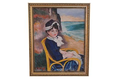 Portrait After Pierre-Auguste Renoir. Item/Description: Oil painting after Pierre-Auguste 