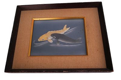 Signed Japanese Koi Carved Painting. Item/Description: Original carved painting on board 