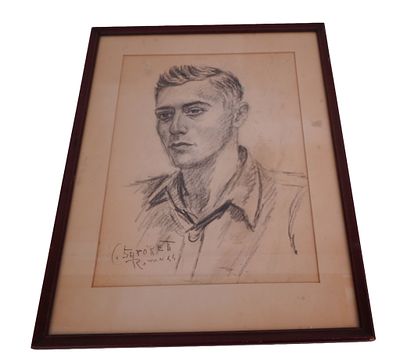 Saporetti - 1955 Roma Portrait of a Man. Item/Description: Portrait sketch drawing of a 