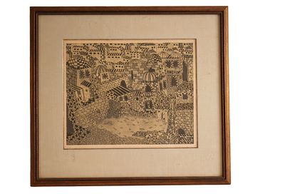 Roni Tzemach - Line Drawing Cityscape Artist Print. Item/Description: Stylized, patterned 