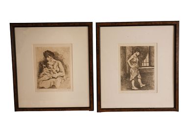 Raphael Soyer - Pair of Etchings. Item/Description: Two pencil signed and numbered etchings by 