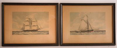 Pair of Royal Navy Clipper Ship Engravings. Item/Description: Two maritime art prints, framed 