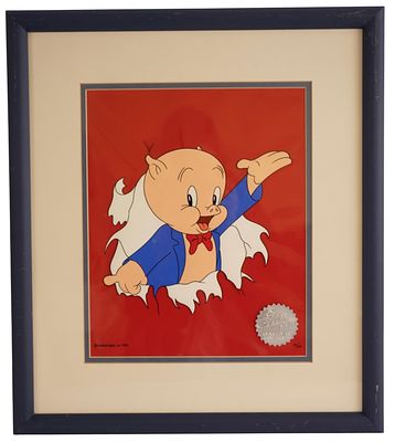 Warner Bros. Limited Porky Pig Animation Cel. Item/Description: 1986 Warner Bros. limited 