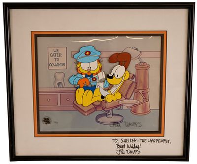 Garfield "Smile Check Up" Signed Animation Cel. Item/Description: 1995 Jim Davis Garfield "Smile 