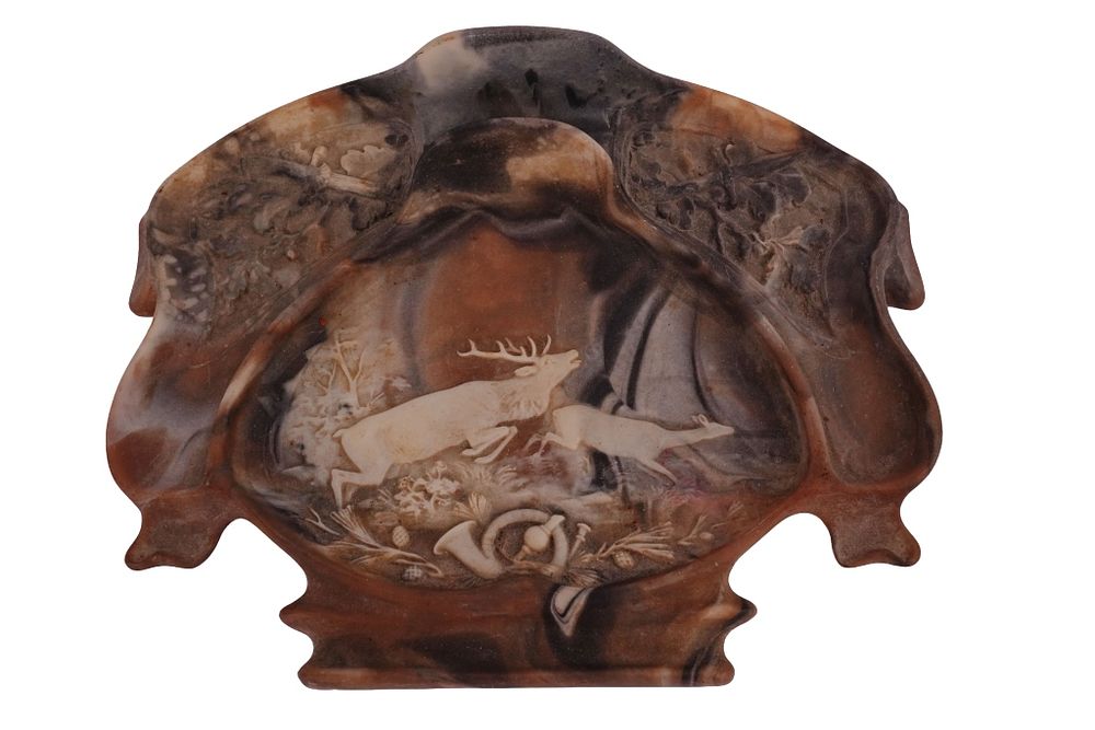 Buck & Doe Incolay Stone Tobacco Tray Desk Valet. Item/Description: Vintage genuine Incolay 