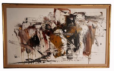 Gino Hollander 1973 Abstract Oil Painting. Item/Description: Abstract oil on canvas painting by 